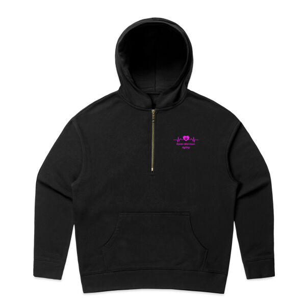 Pink Logo Front  - AS Colour Womens Relax Half Zip Hood Thumbnail